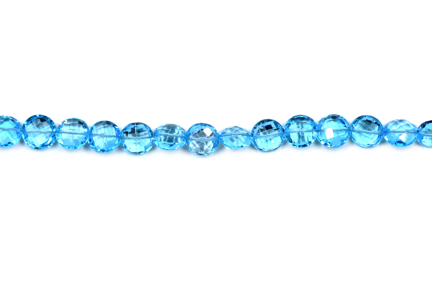 Blue Topaz Coin Faceted AAA