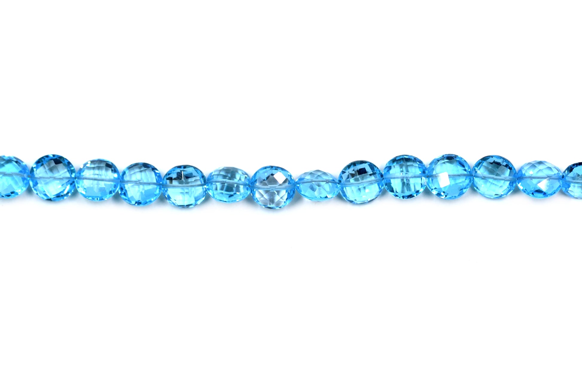 Blue Topaz Coin Faceted AAA
