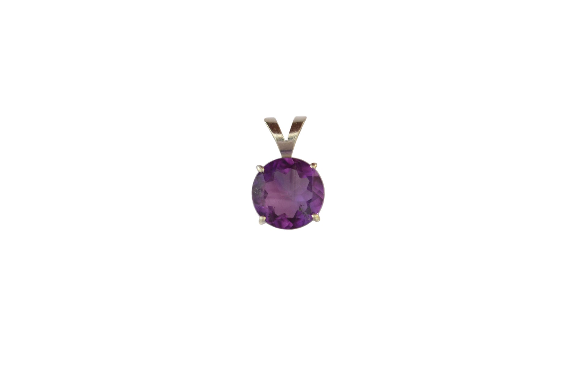 Amethyst Round Shape 925 Silver Prong