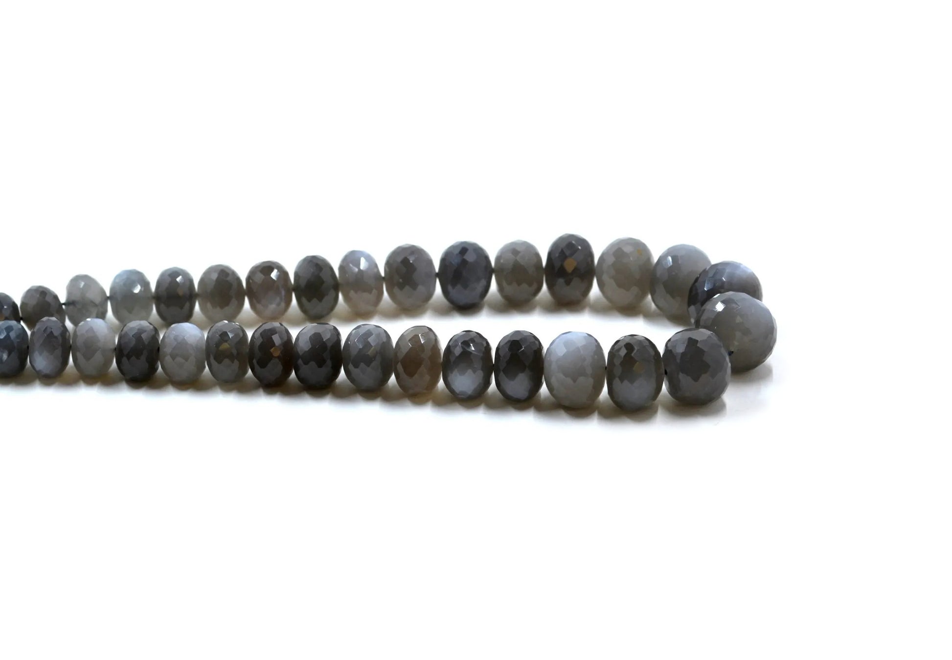 Grey Moonstone Rondelle Faceted
